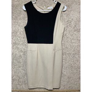 Calvin Klein Black & Beige Colorblock Sleeveless Sheath Dress Size 10